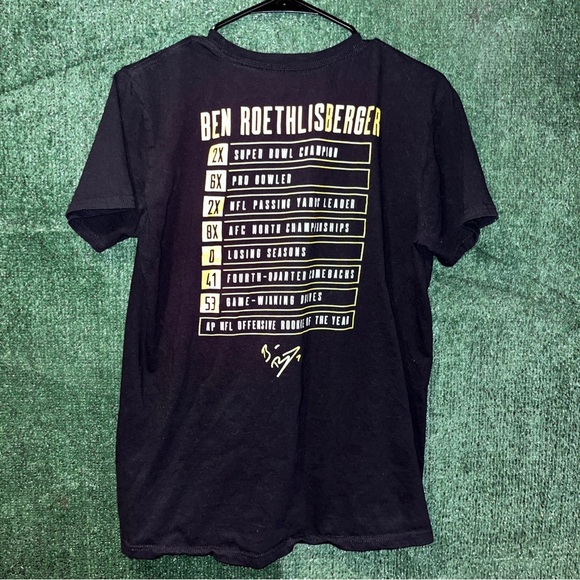 Pittsburgh Steelers Black Ben Roethlisberger Shirt M Fanatics tag - Picture 3 of 4